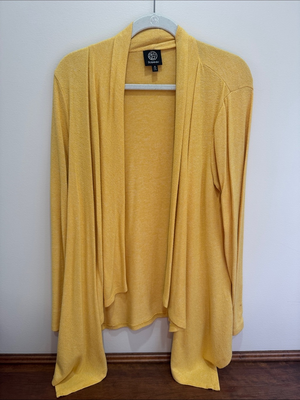 bobeau Mustard Open-Front Draped Cardigan